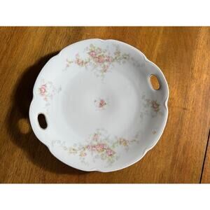 Antique O&EG Royal Austria Cake Plate Pink Roses Double Handle 1890-1910